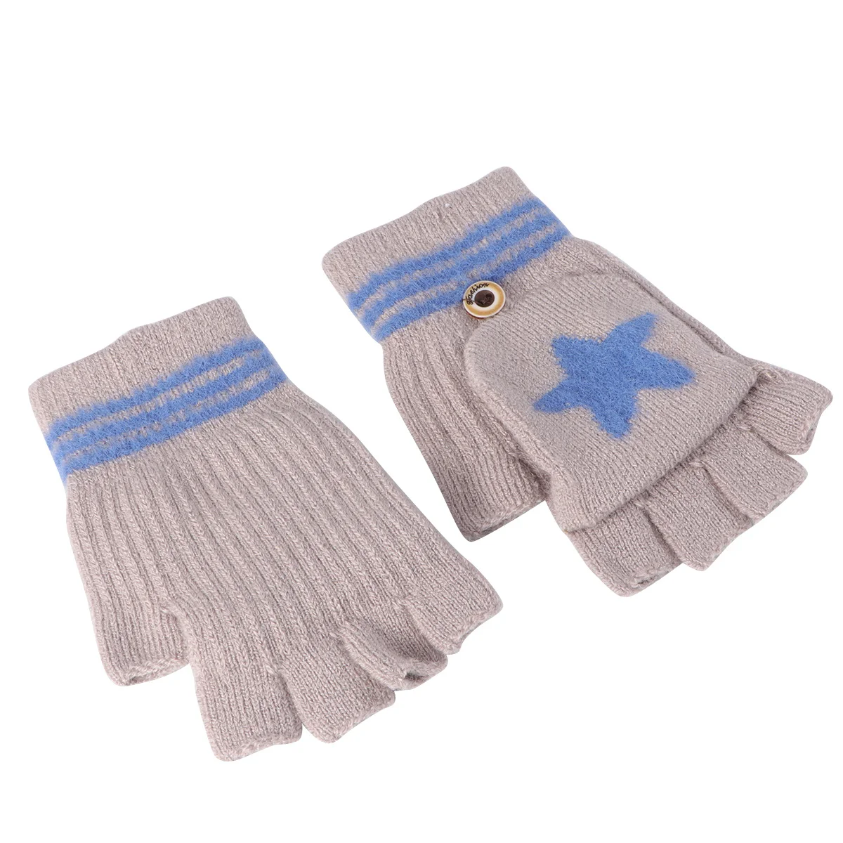 

1Pair Kids Winter Warm Cartoon Gloves Cold Protection Mittens for Toddlers Children 2-8 Years Khaki Durable Soft Comfortable