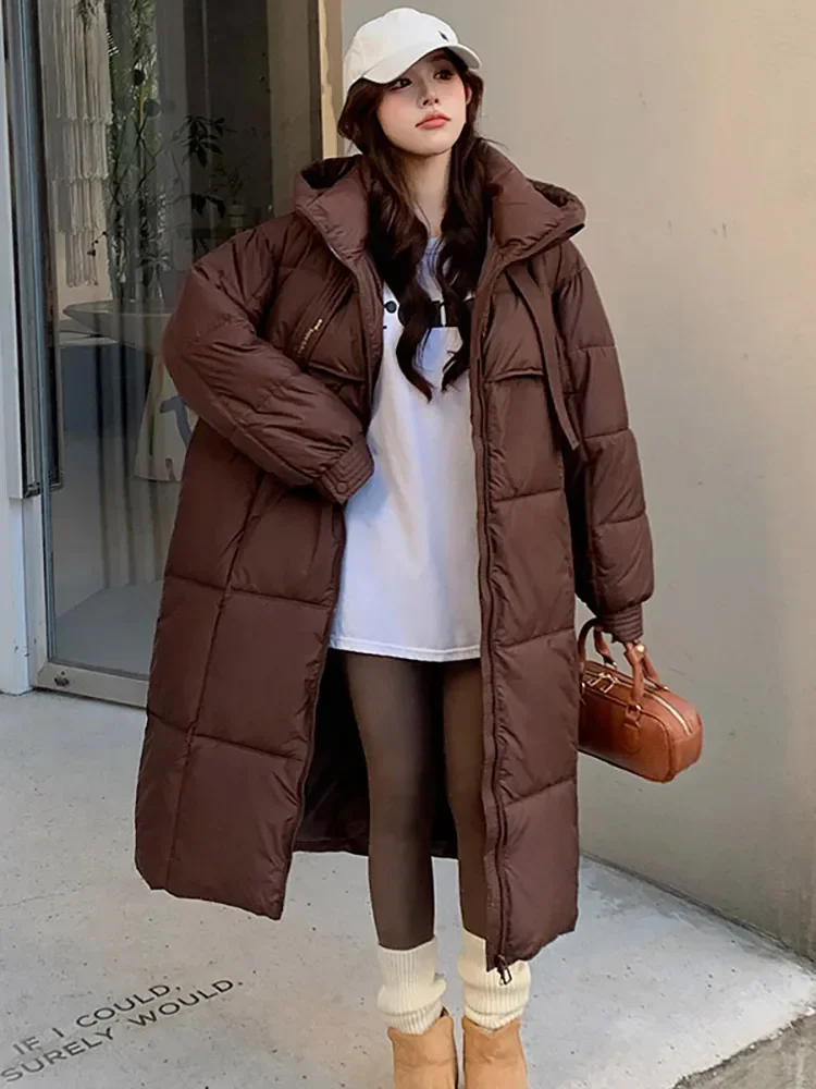 New 2024 Warm Thick Long Parkas Winter Women Puffer Jacket Elegant Hooded Cotton Padded Women\'s Clothes Winter Coat