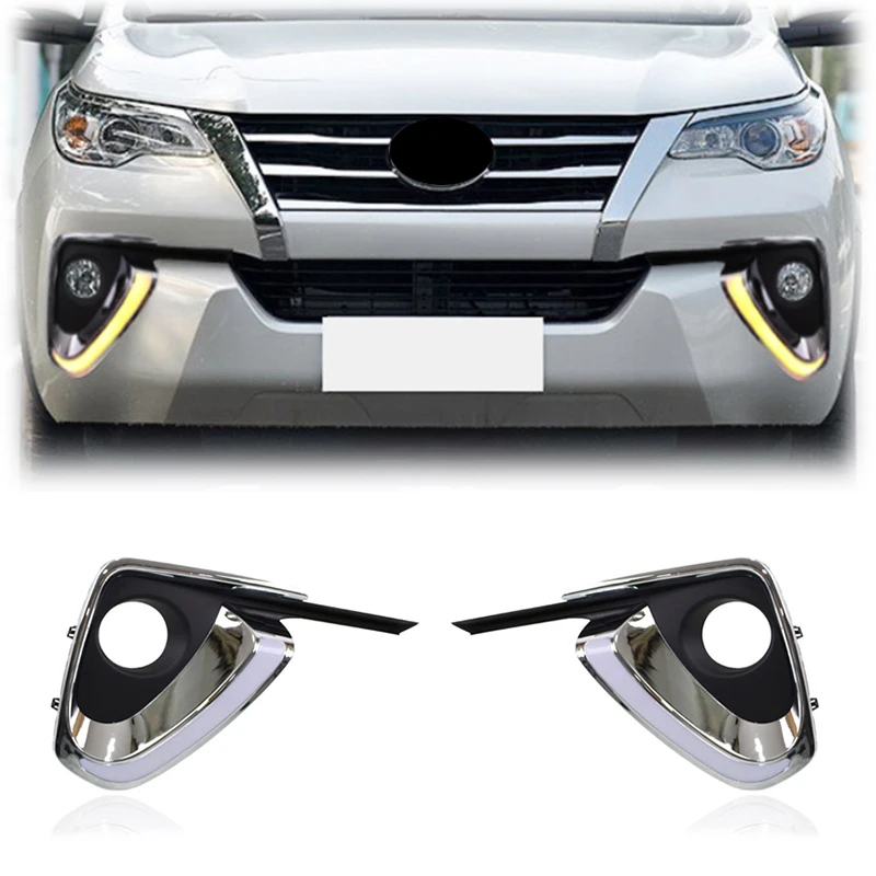 

Gobison Waterproof 2015-2019 Daytime Running Light LED Front Fog Lamp DRL Daylight For Toyota Fortuner Fog Light