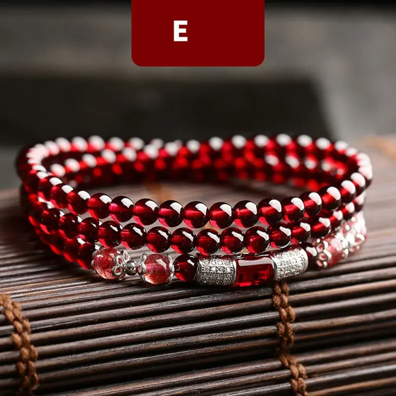 Wine Red Garnet Bracelets For Women Natural Gemstone 925 Sterling Silver Jewelry Fox Gourd Pixiu Snowflake Charm Best Gift Girls