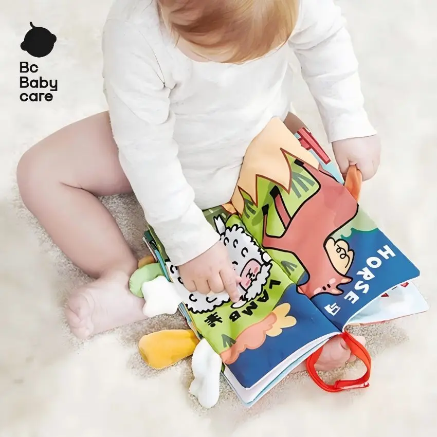 

Детская тканевая книжка-прорезыватель BC с хвостом животного, мягкие Обучающие книжки для чтения, звук шелеста