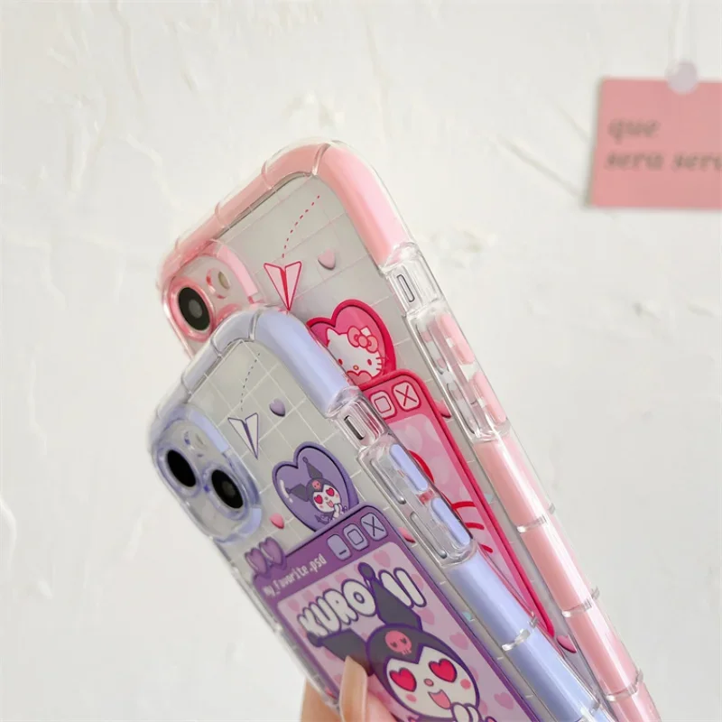 Sanrio Hello Kitty Kuromi custodia per telefono carina per IPhone 14 13 12 11 Pro Max XR XS Max custodia protettiva trasparente Anti-goccia