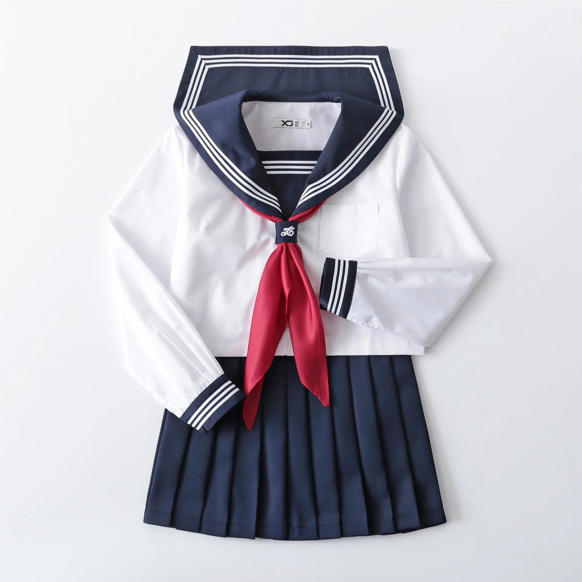 Japanese JK Suit Three Lines Woman School Uniform High School Sailor Suit Navy Cosplay Costumes Student Girls Pleated Skirt