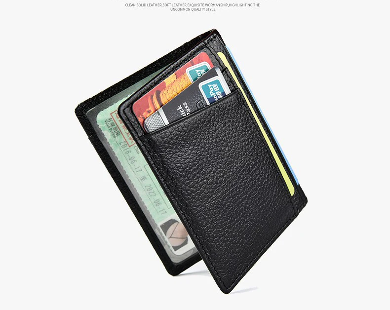 YUECIMIE Super Slim Weiche Brieftasche Aus Echtem Leder Mini Kreditkarte Halter Geldbörsen Geldbörse Dünne Kleine Kartenhalter Männer Brieftasche – Detail 4
