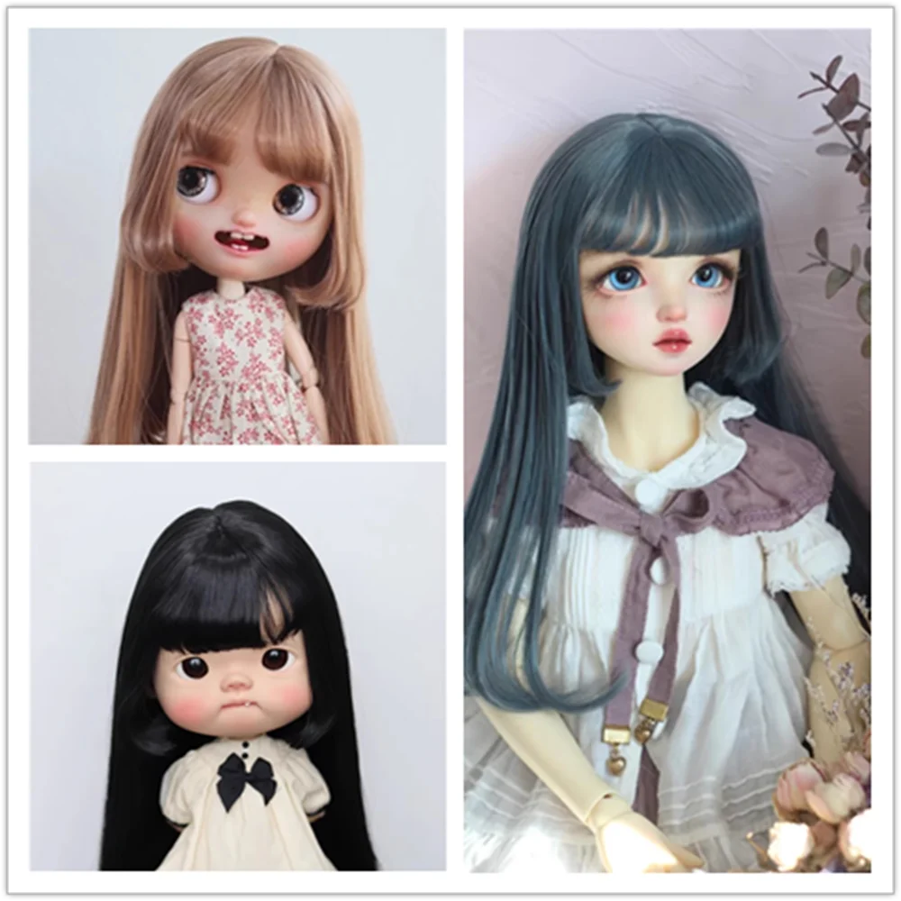 BJD/SD Wig Suitable for 1/3 &1/4 &1/6 Blythe doll high temperature silk wig Air bangs Long hair Doll accessories