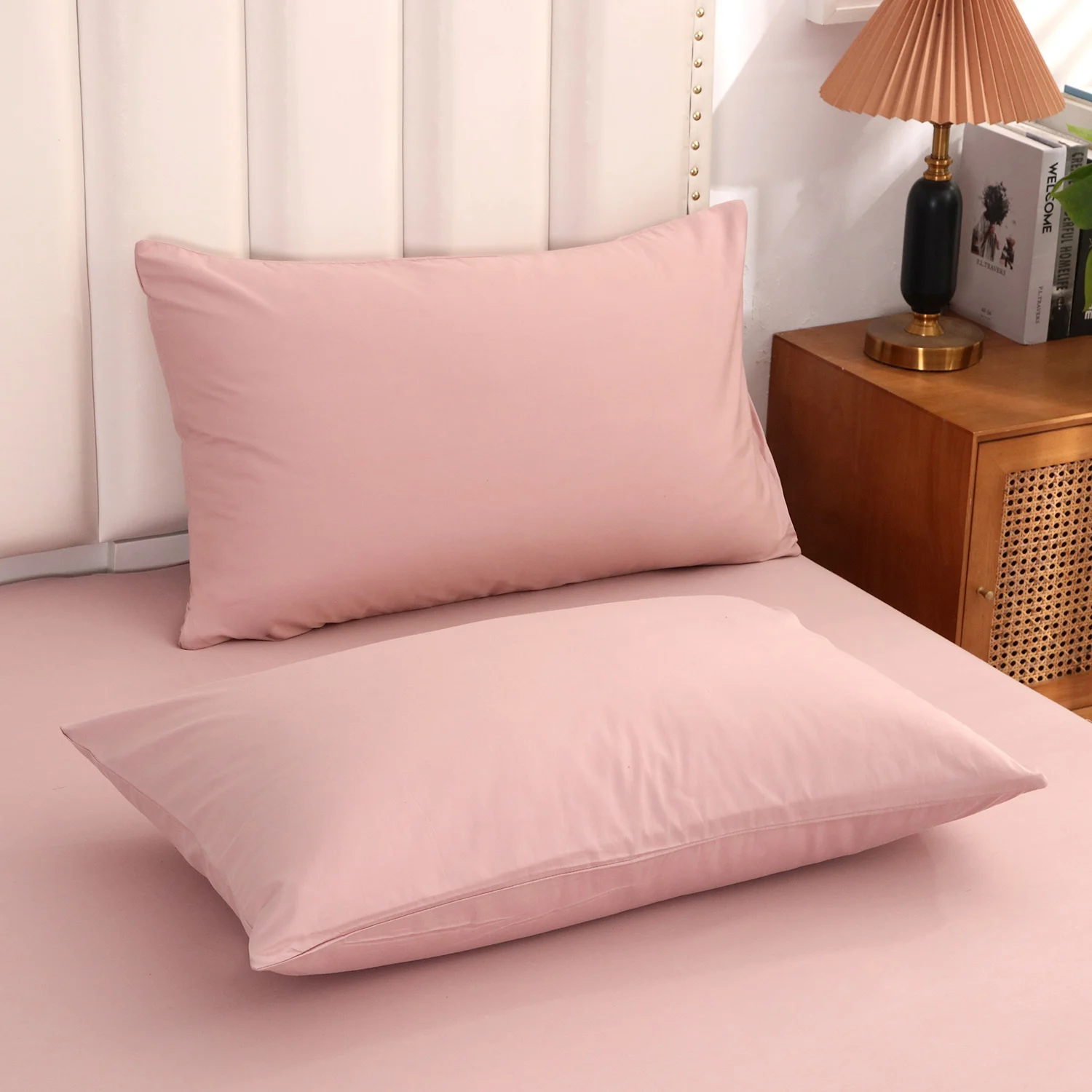 2 pieces 205TC100% cotton solid color pillowcase 48* 74cm pink gray blue rectangular pillowcase Bedding pillowcase