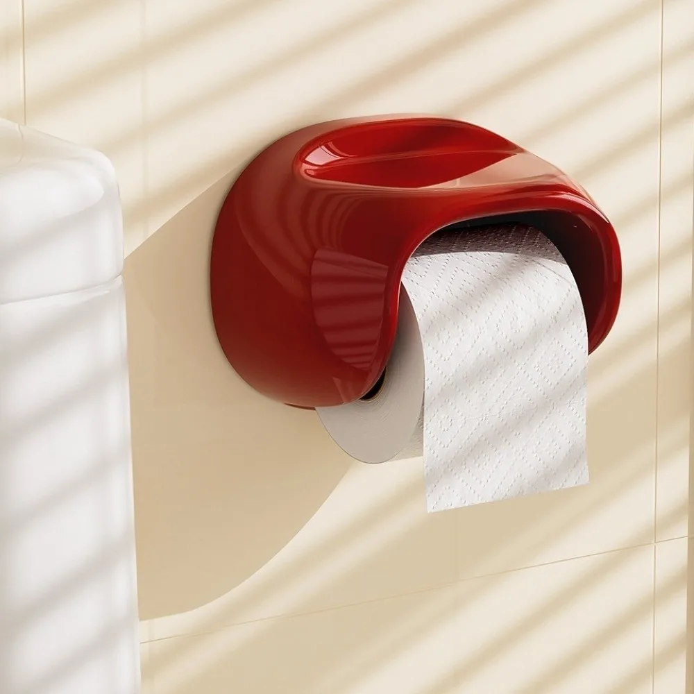 Storage Rack No Punching Bathroom Roll Holder Waterproof Wall Mounted Toilet Tissue Box Vintage Plastic Roll Paper Tube Restroom