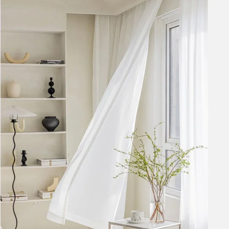 

New White Gauze Curtains for Living Dining Room Bedroom Translucent Opaque Fashion Phantom Gauze Sunscreen Custom Size