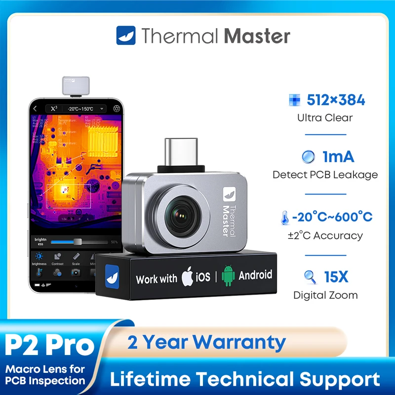 P2 Pro Makro-Objektiv Wärmebildkamera 600 ℃   Hochtemperaturbeständige 512×384 IR-Infrarotkamera für Android & iPhone