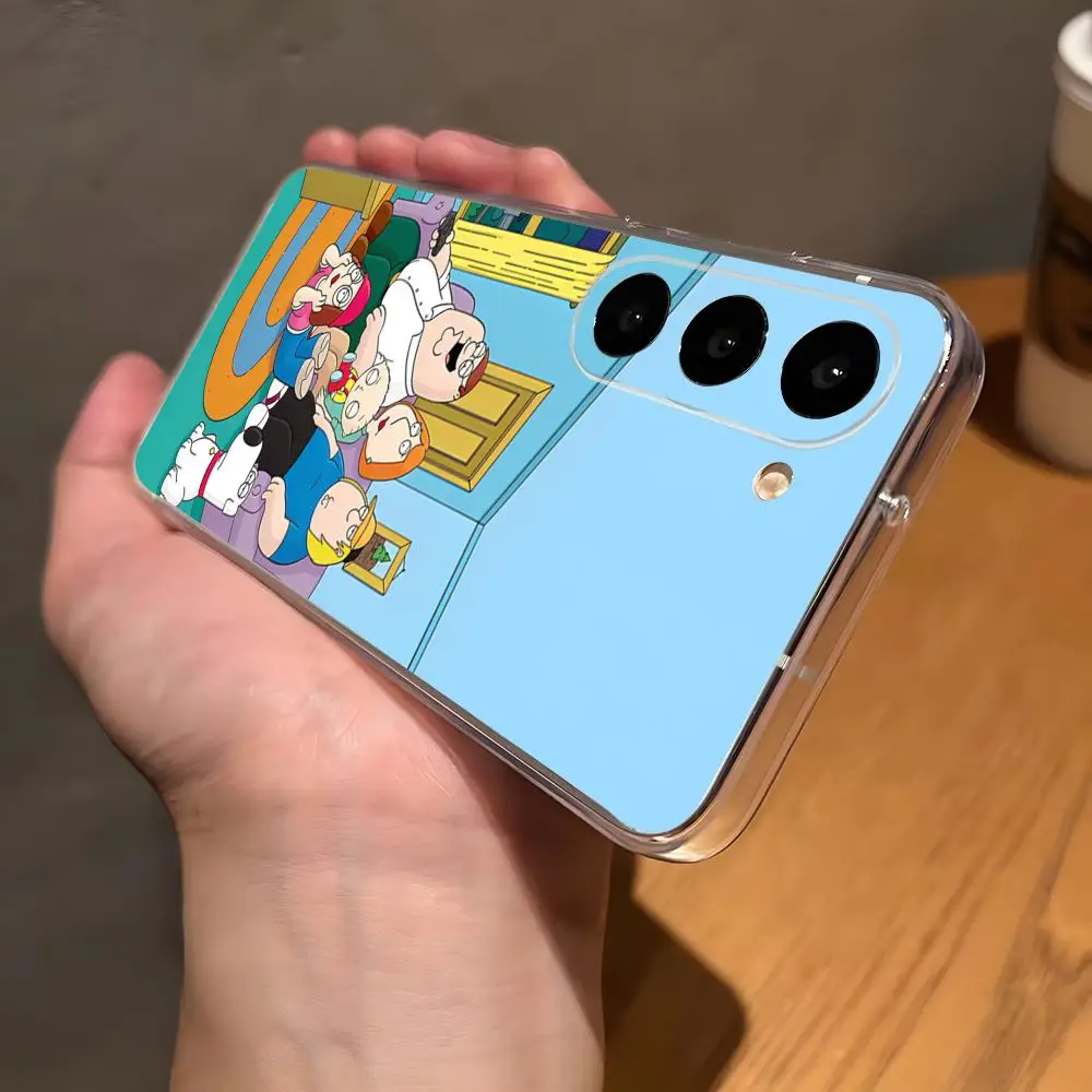 Cartoon F-Family Guy Phone Case For Samsung S26 S25 Plus S24 Plus S22 Ultra S23 FE S21 Plus S21 Ultra Transparent Cover