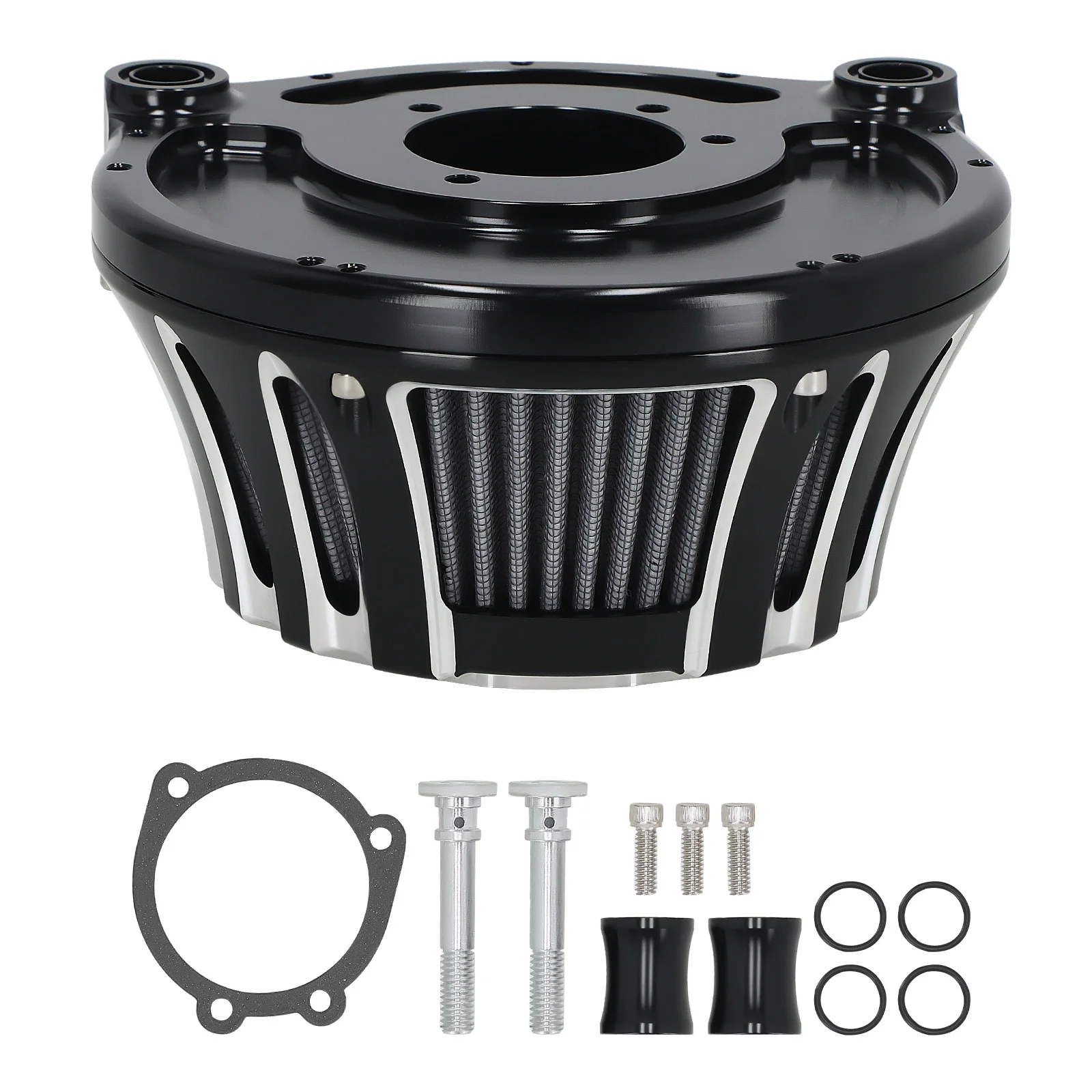 Air Filter Cleaner Intake Kit Black Motorcycle Fit For Harley Softail 2000-15