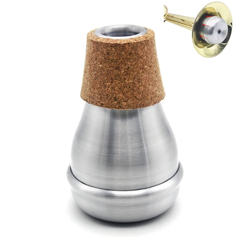 Hot Silver Aluminium Cork Practice Trumpet Bubble Mute Musical Instrument Accessories