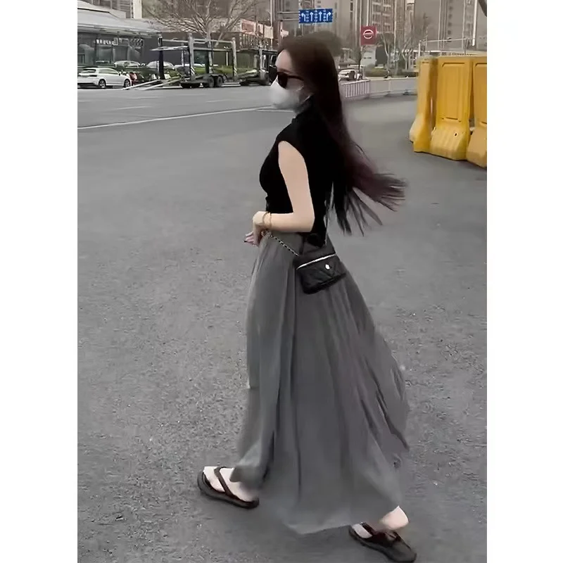 

Женская мода, повседневная юбка для пригородных поездок, осенне-зимний элегантный топ с короткими рукавами и круглым вырезом, комплект юбок трапециевидной формы с высокой талией