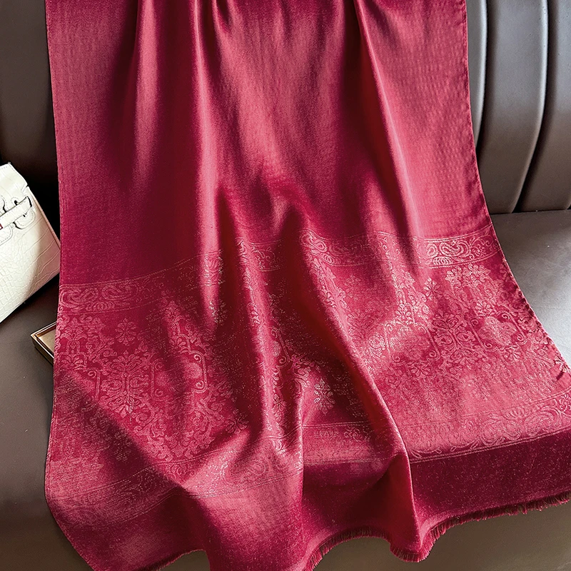 

Luxury Women Peony Bohemia Pashmina Hijab Scarf Long Muslim Jacquard Cashmere Shawl Female Foulard Soft Turban Headband Bufanda