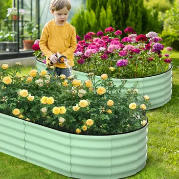 Oval Galvanized Raised Garden Beds 1