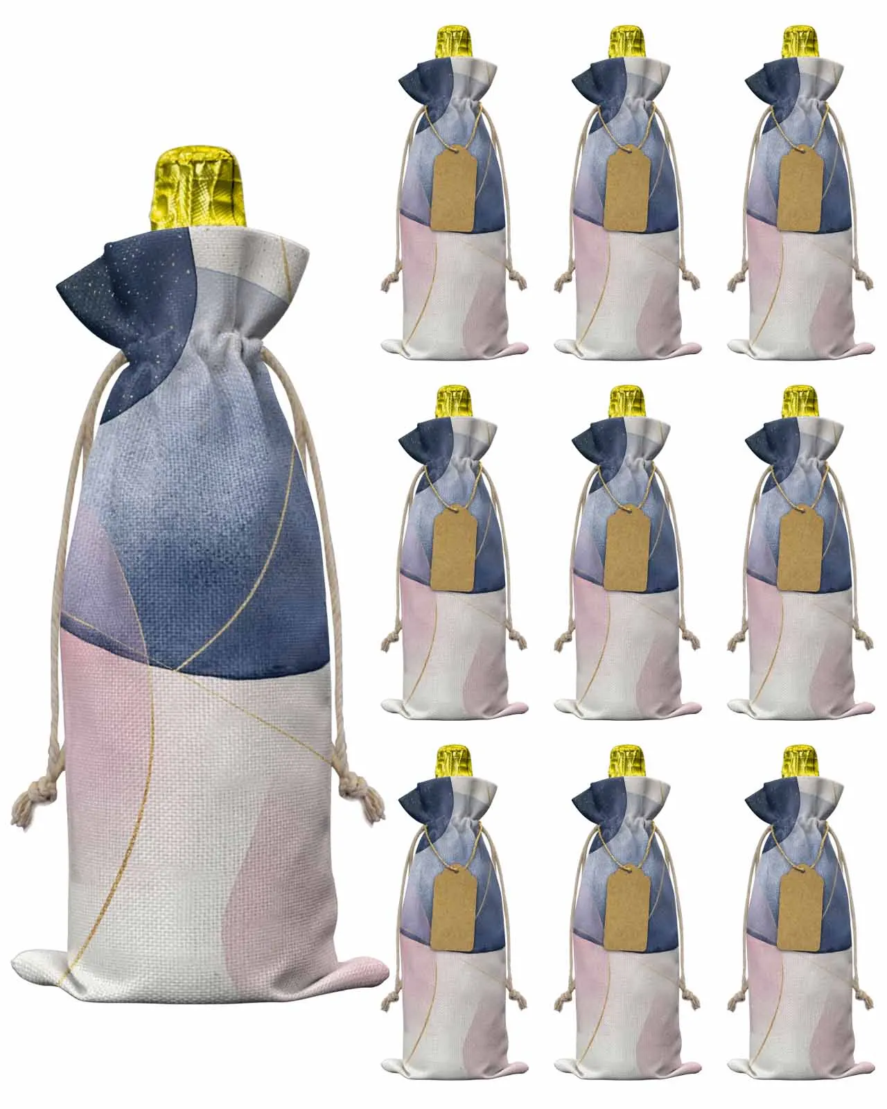 

10pcs Wine Bottle Covers Nordic Minimalist Color Block Wine Holder Carrier Packaging Bag Wedding Party Decor Gift