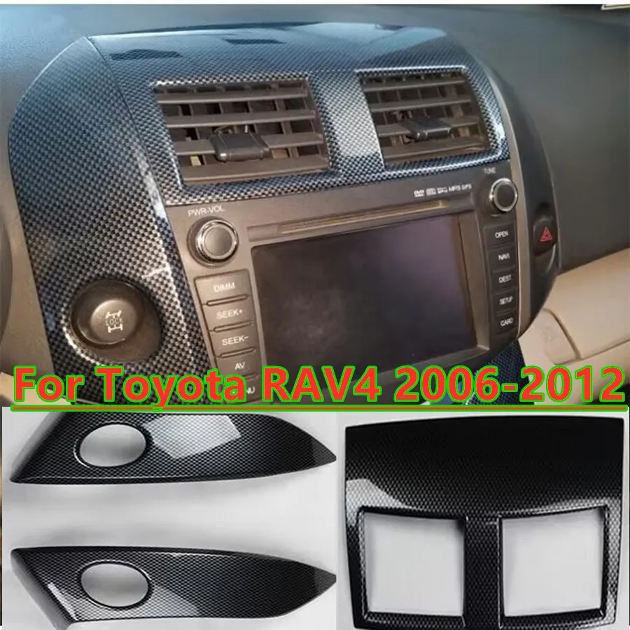 

3X крышка навигационной рамы центральной консоли из углеродного волокна для Toyota RAV4 2006-2012