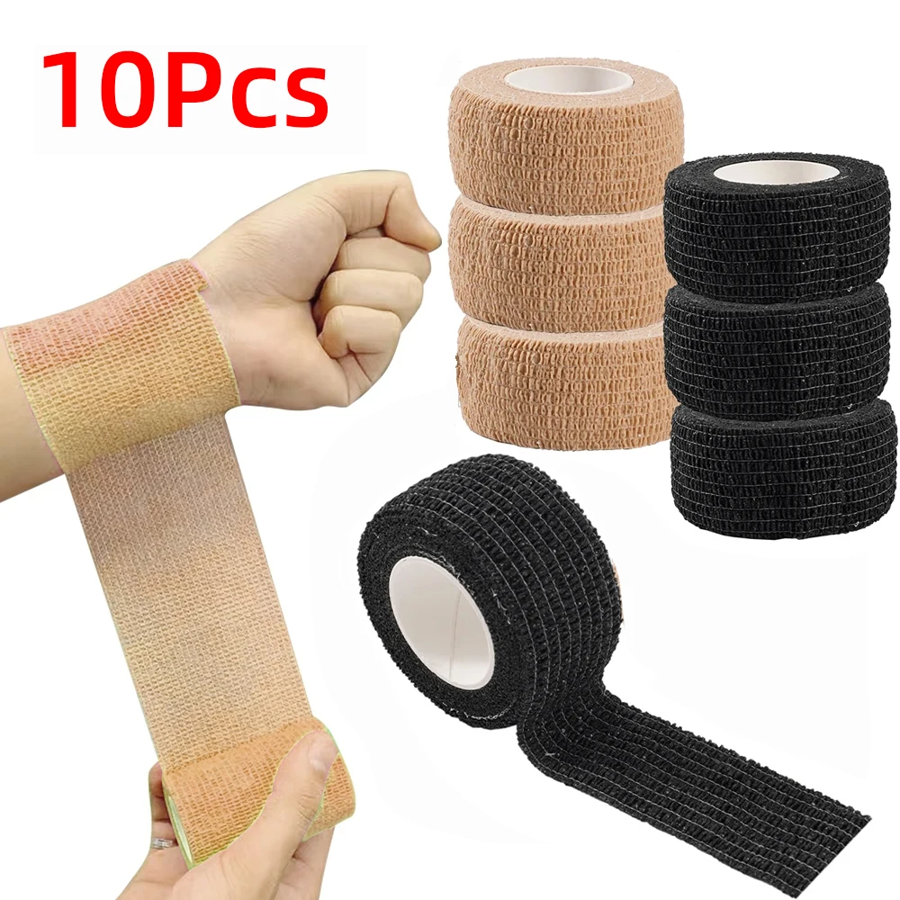 10 Rolls Athletic Wrap Tape Self Adhesive Elastic Bandage Elastoplast Sports Protector Knee Finger Shoulder Tattoo Accessories