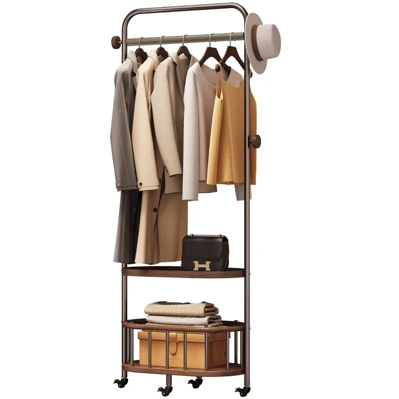 

Light luxury stainless steel hanger floor-to-ceiling bedroom coat rack household room storage rack
