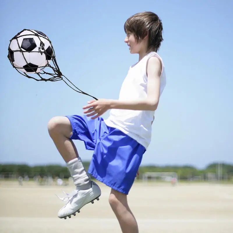 Youth Football Self Trainer Kick Net Pocket Professional Outdoor Sport Nylon Net basket Bag Solid Mesh Soccer Ball Carry Bag