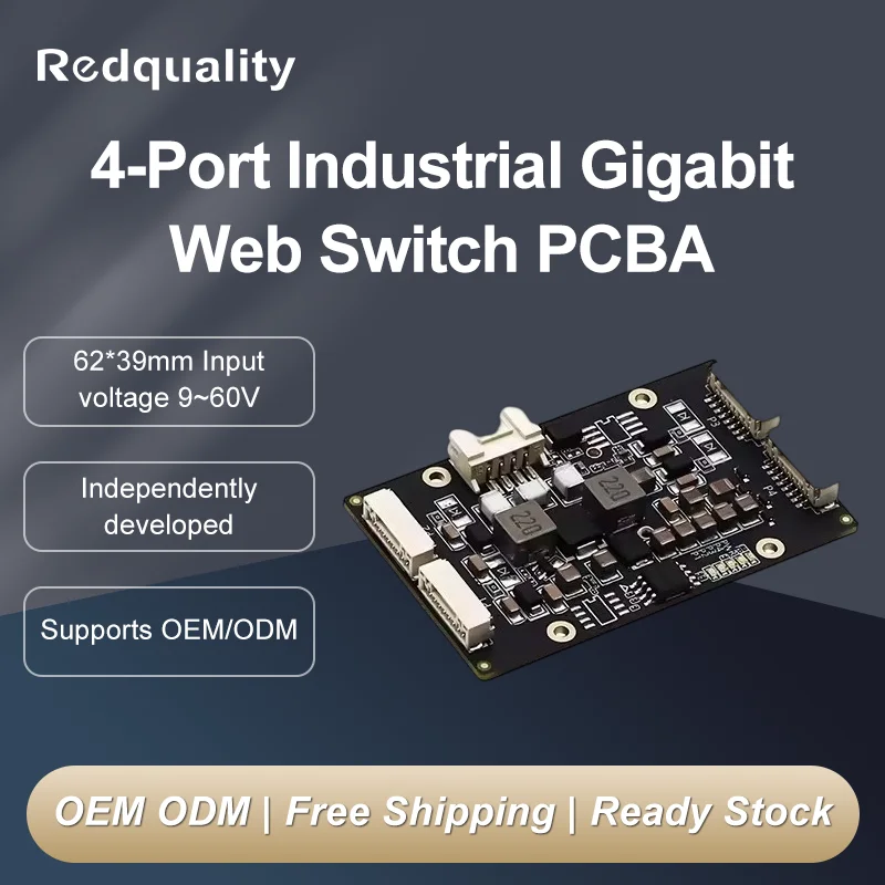

Embedded industrial grade 4-port gigabit L2- management VLAN switch module, small switch PCBA motherboard
