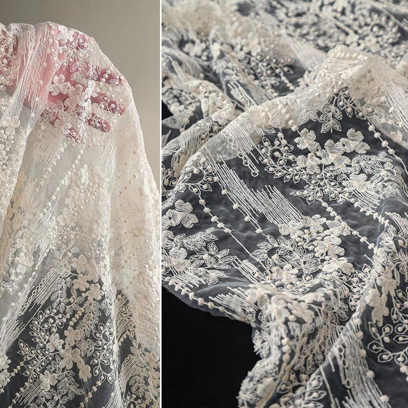 Lace Fabric for Sewing by the Meter DIY Embroidery Tablecloth Patchwork Quilting Vintage Veil Wedding Bridal Dresses Trim Fabric