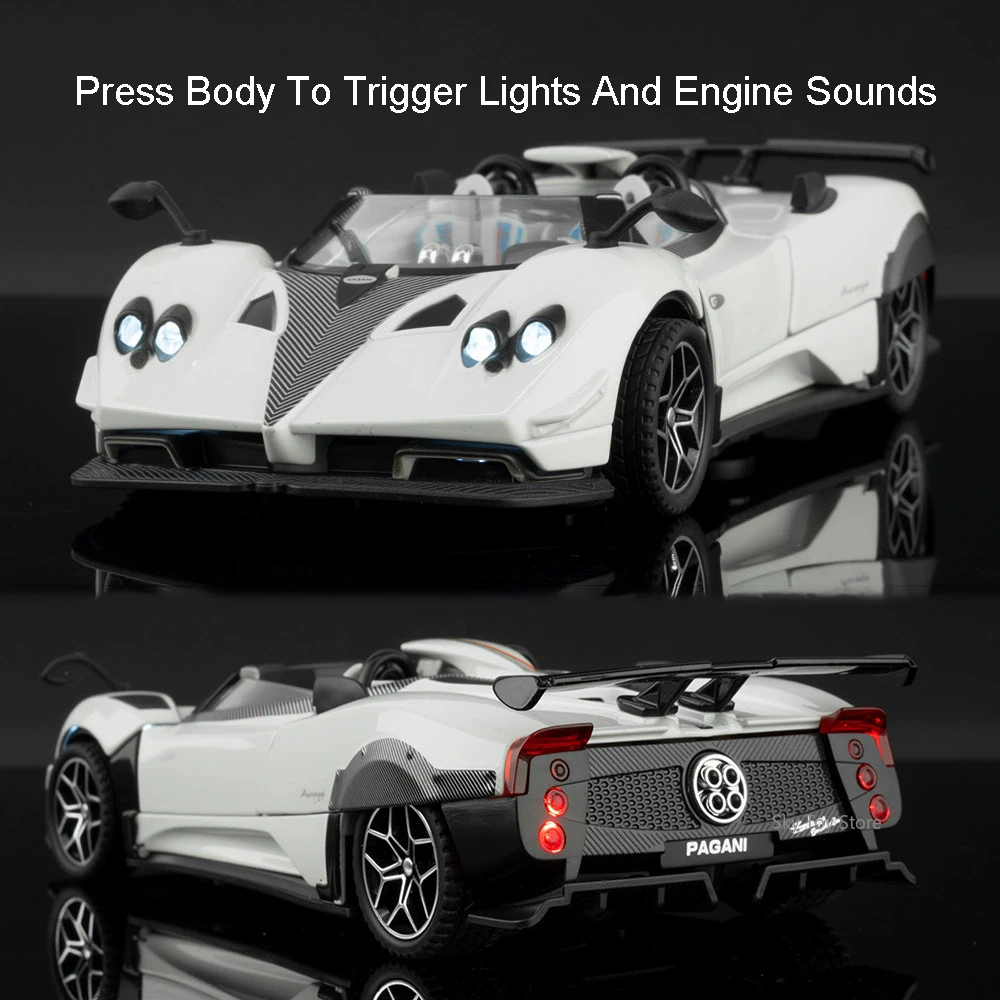 1:32 PAGANI Zonda HP Huayra BC Legierung Modell Spielzeug Diecast Auto Türen Geöffnet Sound Licht Zurückziehen Sport Auto Kinder Geburtstag Geschenke