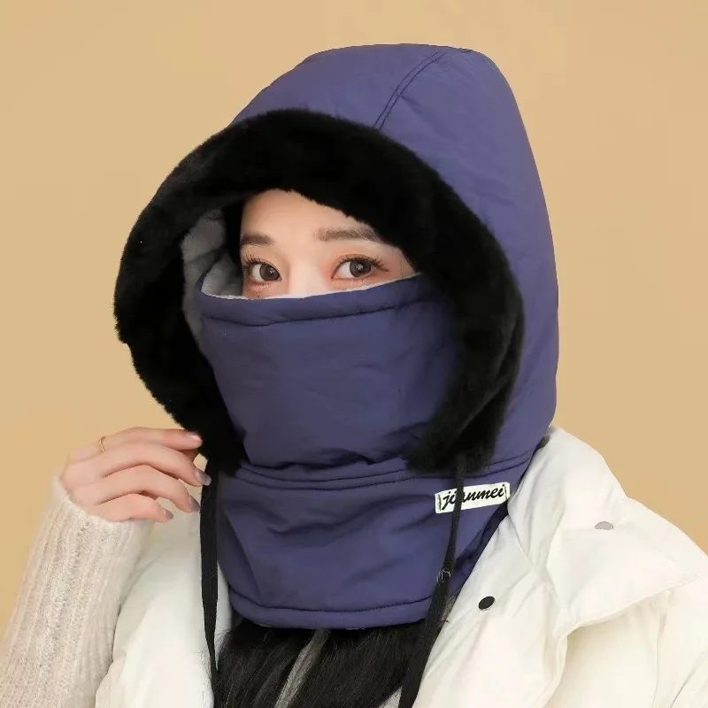 Winter outdoor cycling for men and women, cold and windproof cotton hat with thick velvet ski mask Lei Feng Ear Protection Hat