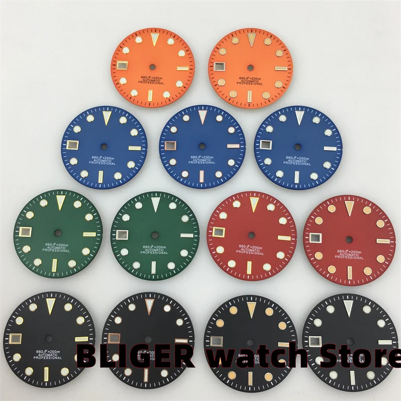 BLIGER Watch Parts 29mm watch dial edge index fits NH34 NH34A NH35 NH35A movement for 9 o'clock crown