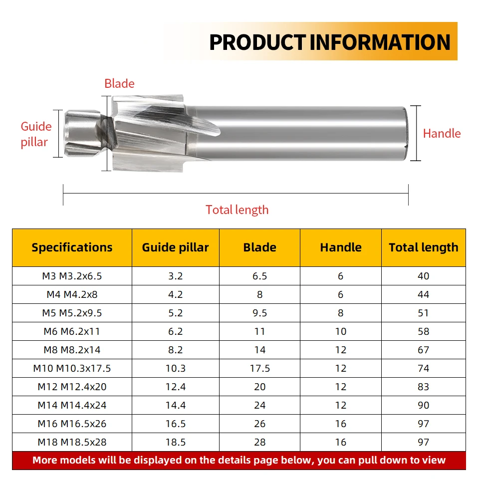 RIGTIP Milling Cutter HSS Counterbore End Mill M3-M20 Pilot Slotting Tool Countersink End Mills CNC Router Bit Milling Tool