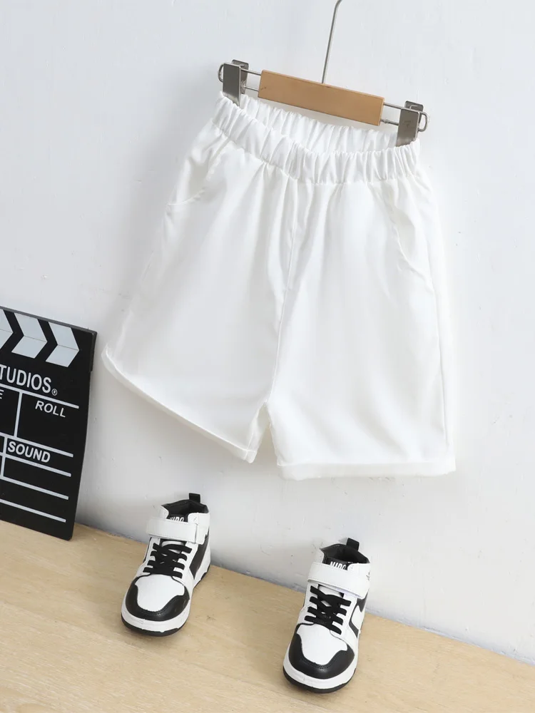 Boys2024 new fashion casual all-match summer simple white shorts