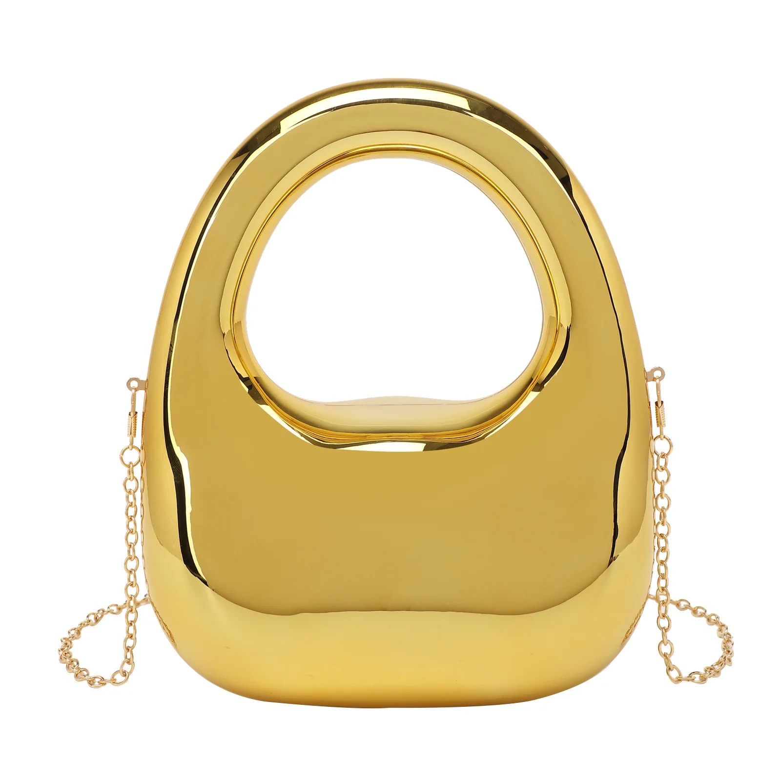 

Fashionable New Women's Acrylic Evening Handbag with Shiny Facade and Chain Straps for a Graceful Style