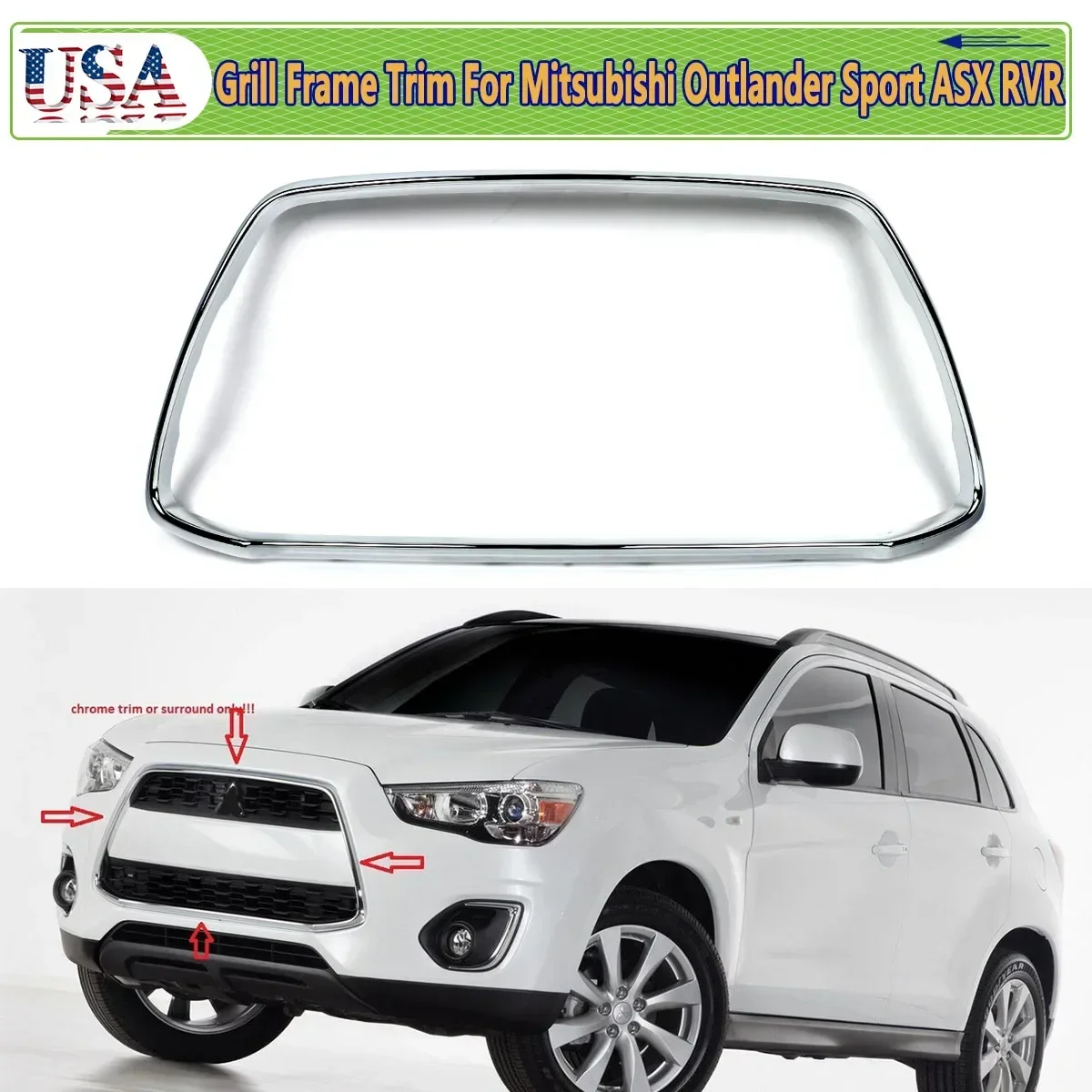 

For 2013 2014 2015 Outlander Sport ASX RVR Front Bumper Grille Molding Trim Surround High Quality ABS Plastic Accessories