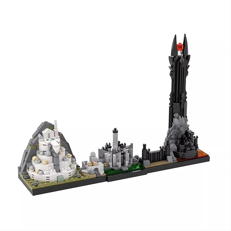 Bricklink Magic Castles Movie King of Ring Dark Tower City Skyline Architecture Sets Street View House Building Blocks Toys Gift