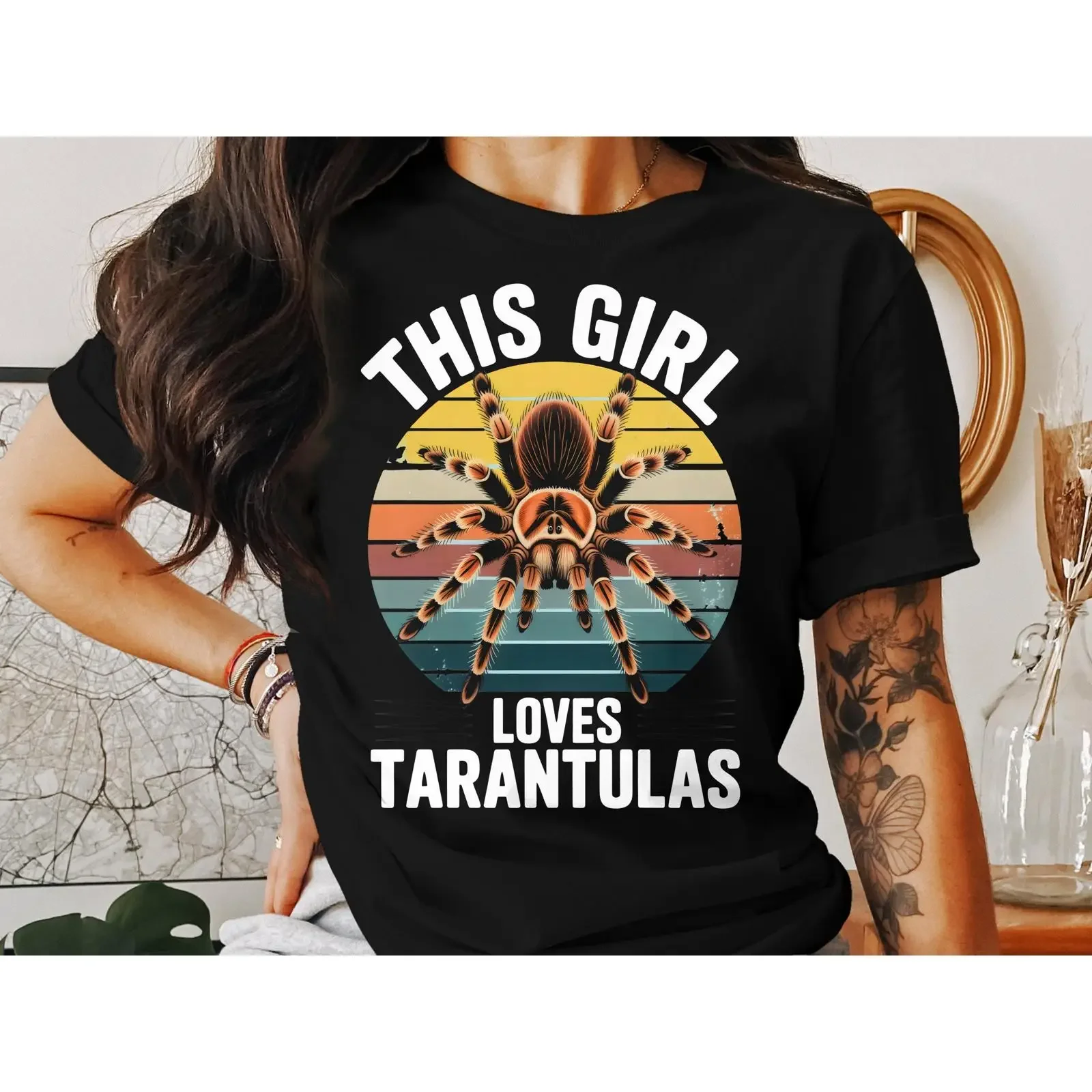 Tarantula Lover T Shirt Arachnid  vintage Washed Soft streetwear graphic Breathable Comfortable fashion homme Casual Stretched
