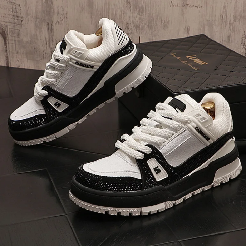 

New style rhinestone trend men's sneakers, high-end and casual shoes, versatile and stylish, suitable for heightening feet.1