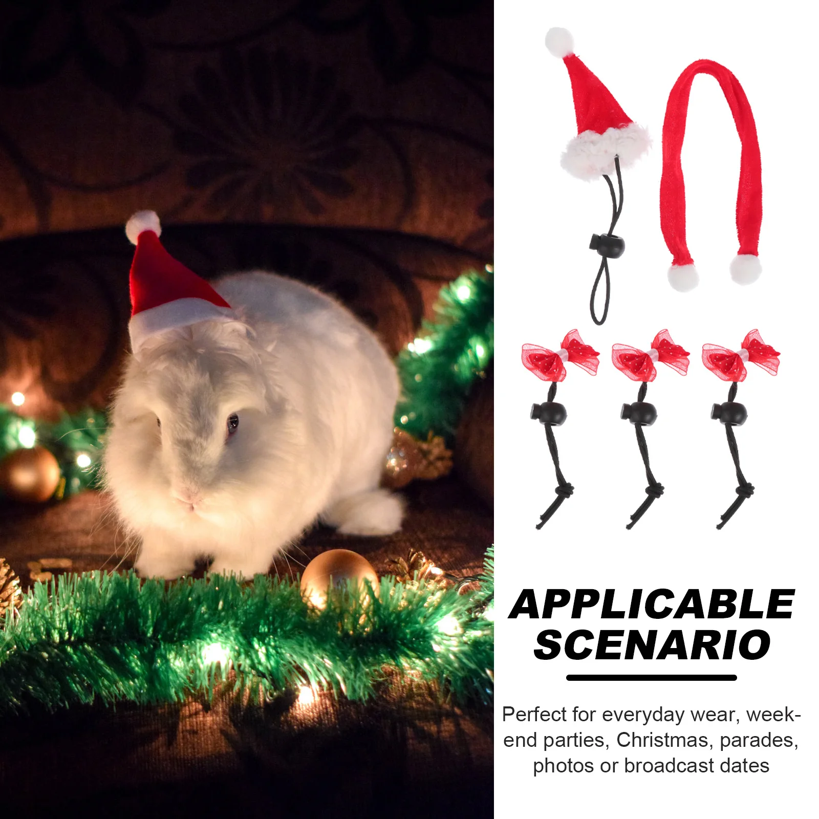 

1Set Christmas Pet Hat Scarf Tie Kit Small Animal Costume Accessories Small Animals Christmas Costume Pet Hedgehog Scarfs