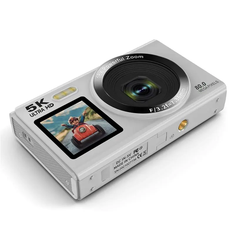 

Portable Video Recorder 5K Digital Camera 80MP Dual Screen, 18X Zoom For Adults And Students, Ideal For Vloggers Selfies