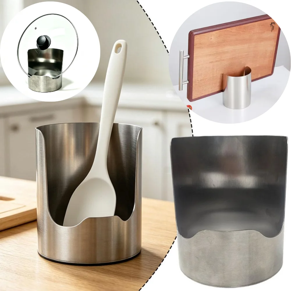 Stainless Steel Spoon Pot Lid Utensil Holder Stable Soup Spoon Organizer Multipurpose Kitchen Organizer Vertical Storage Rack