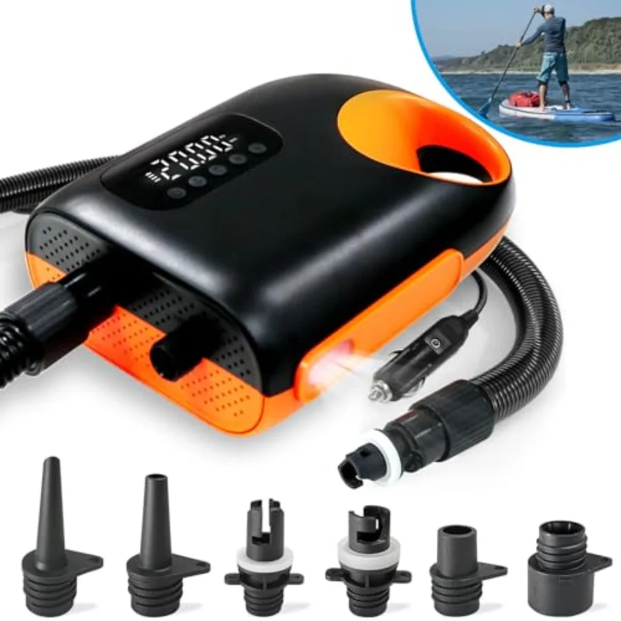 

Электрический насос для SUP-досок 20PSI – портативный двухступенчатый насос для надувания и сдувания SUP-досок, 110 Вт, с адаптером А