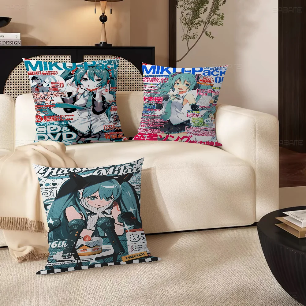 Anime H-Hatsunes M-MikU Pillowcase Toon Gift Cushion Cover Bedroom Home Sofa Chair Seat Decor Pillow Case