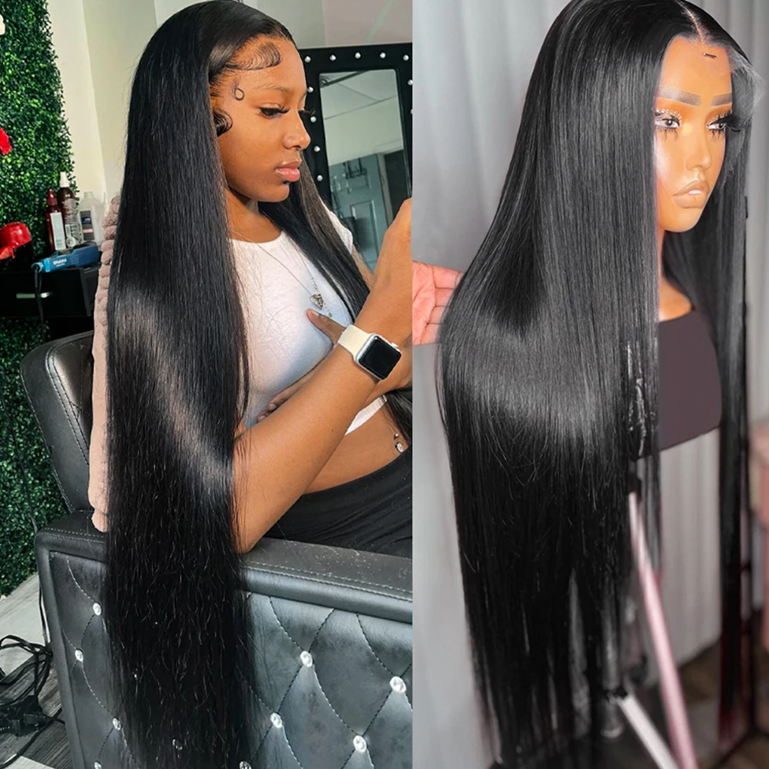 

36 40 Inch Straight Lace Front Human Hair Wigs 200% Bone Straight 13x6 HD Lace Frontal Wig 100% Raw Human Hair Wigs for Women