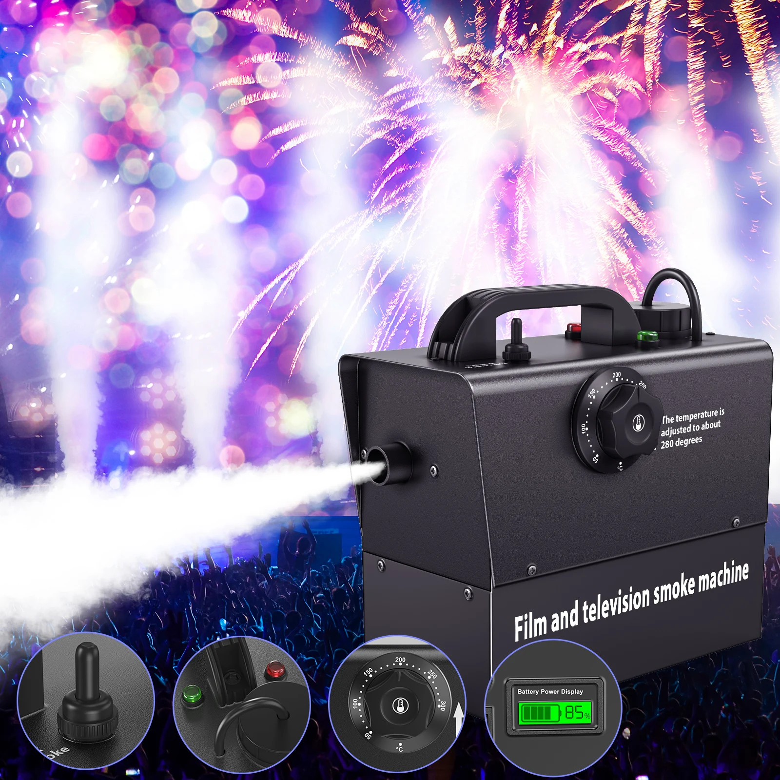 

400W Fog Machine Professional Smoke Machine Fieryzeal DJ Disco Wedding Party Bar Performance Fogger Machine Stage lights