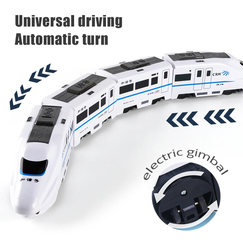 Tren de ferrocarril de simulación Harmony para niños, juguete de alta velocidad, luz, sonido eléctrico, modelo EMU, rompecabezas, coche, 1:8