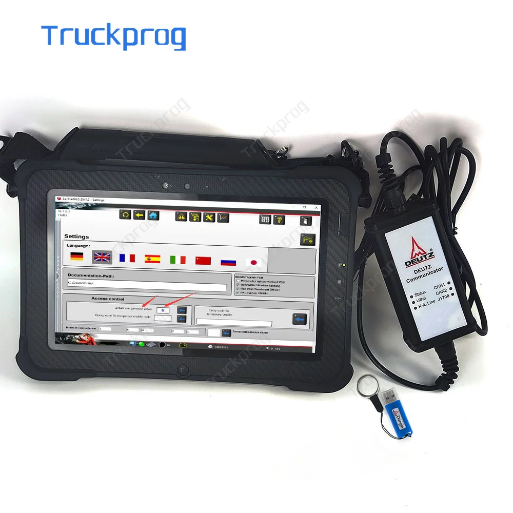 

for DEUTZ DIAGNOSTIC KIT for DEUTZ DECOM Diagnosis Scanner and For Deutz SerDia for Deutz controllers EMR2 and tablet+usb dongle