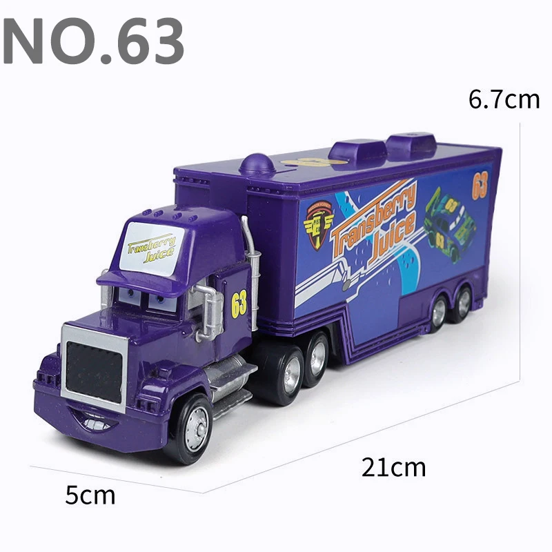 Pixar Cars Greg Candyman's Hauler Modellauto Anime-Figur Mack Container Trucks Semi-Hauler Dinoco Racing Spielzeug Kindergeschenke – Detail 37