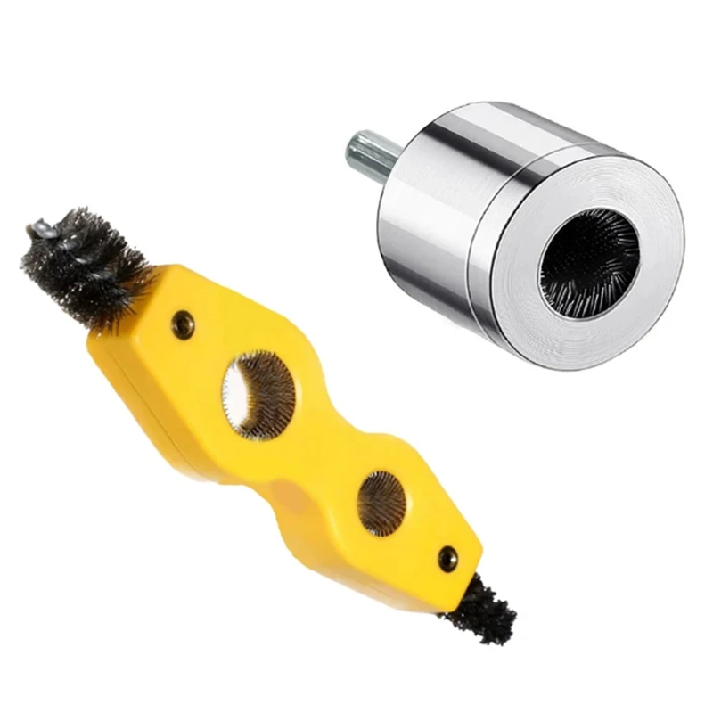 Limpiador de tubos de cobre AD23 con cepillo de batería 4 en 1, doble para taladro, tubo de limpieza de plomería, accesorios de cepillo de batería