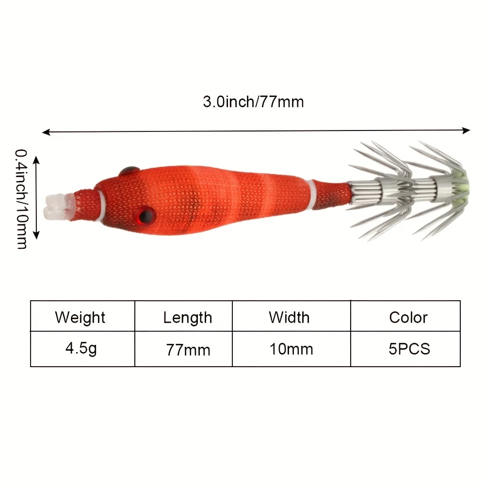 5 Stück/Packung Künstliche Tintenfisch-Köder Weiche Tintenfisch-Haken Köder-Jig Micro Schwimmende Angelhaken – Detail 2