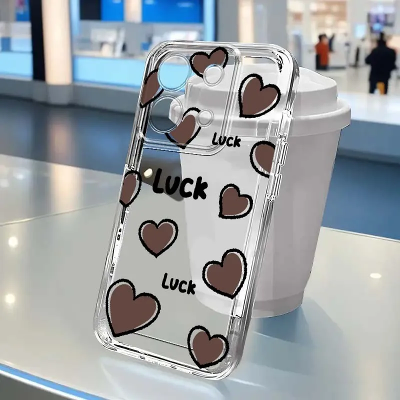 

Luxury Small Love Heart For Xiaomi Redmi Note 15 14 13 12R 12 11E 9 9T 8 8T Pro Plus 5G Transparent Soft Phone Case