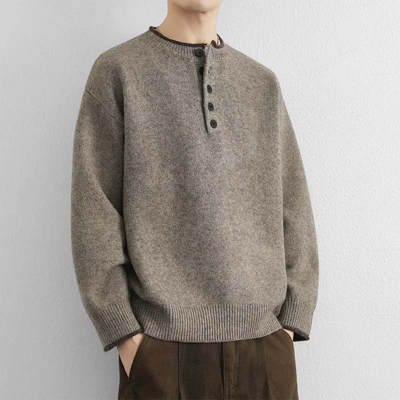 

Высококачественный мужской вязаный свитер с эффектом двухслойности, повседневный, осенне-зимний, модный, на пуговицах, из мягкого полиэфирного волокна